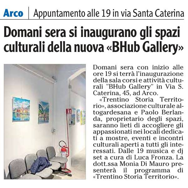 Inaugurazione - Quotidiano L'Adige di giovedì 4 gennaio 2024